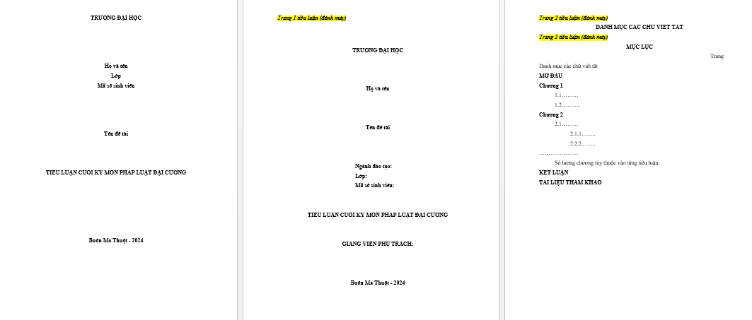 Danh sách Đề tài Tiểu luận Môn Pháp Luật Đại Cương